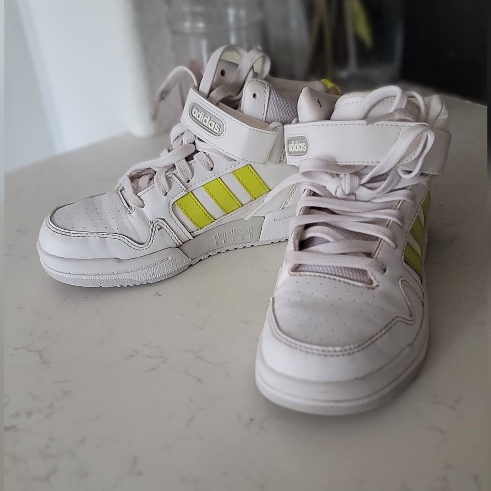 Adidas Kids High-Top Sneakers - White and Yellow